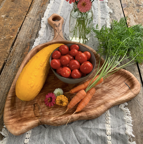 Handcrafted Maple Serving Board with Wheat Detail – One of a Kind Charcuterie Board (The Dinner Bell)