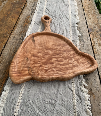 Handcrafted Maple Serving Board with Wheat Detail – One of a Kind Charcuterie Board (The Dinner Bell)