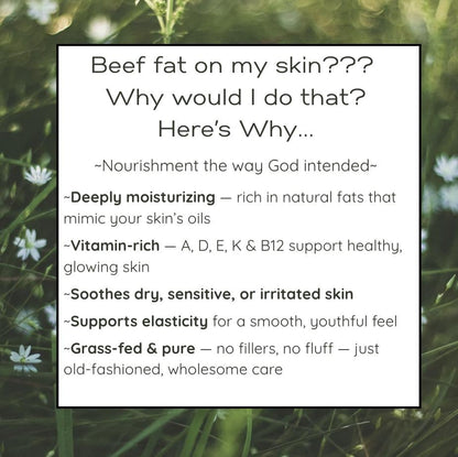 Whipped Tallow - Face & Body Butter - Grass-Fed, Handcrafted, Small Batch Skincare