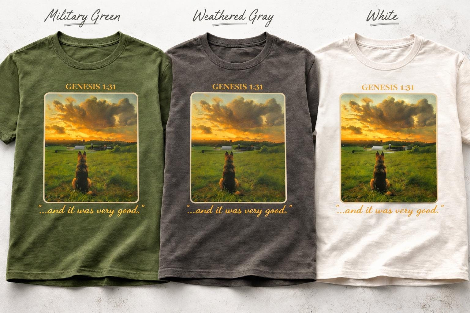 Genesis 1:31 German Shepherd Faithful Scripture T Shirt